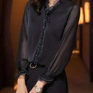 Blouse met lange mouwen, Elegante Casual Damestop