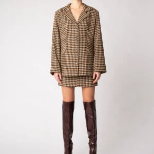 Résumé- Bruin geruite blazer met knopen