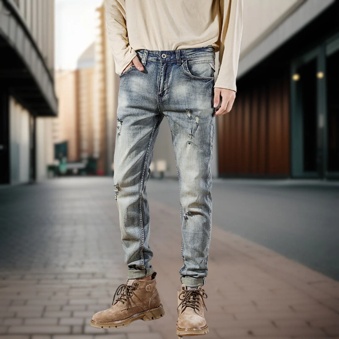 Bastian | Retro jeans met kreukels - Afbeelding 3