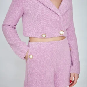 Mironce - cropped blazer met witte knopen