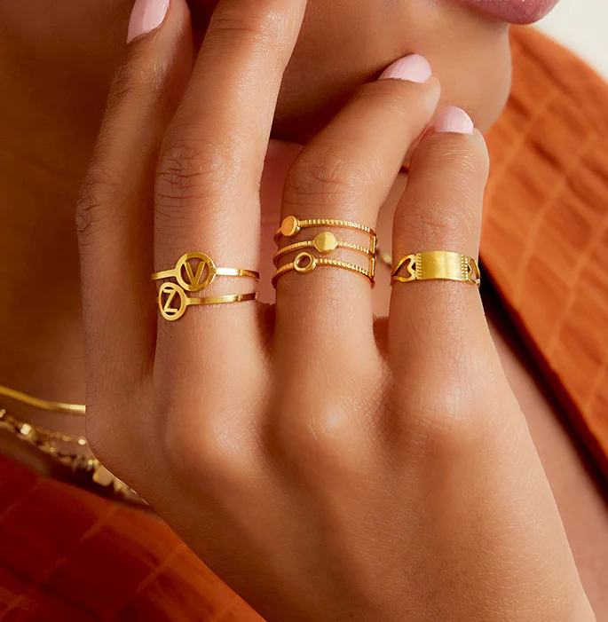 Ring met letter zilver A-Z - Afbeelding 4